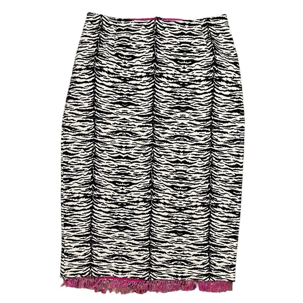 BLISS Size 8 Black Zebra Print Pink Pencil Skirt Hem Cotton Y2K VTG